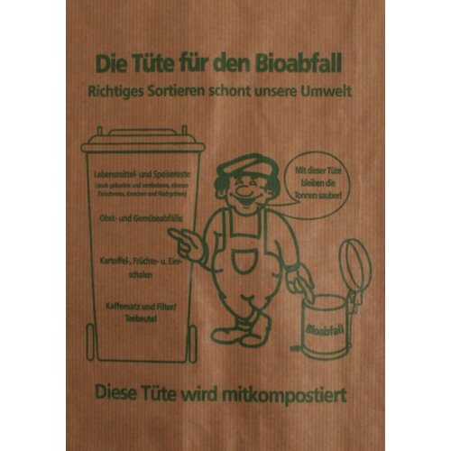 100 Bioabfalltüten 20+16x36cm braun Papier Bio Müllbeutel Biobeutel Küche Abfall 
