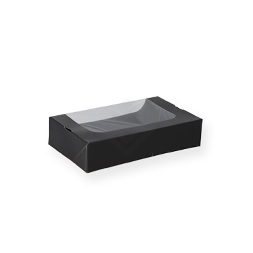 Sushi Box M schwarz mit OPP  Fenster 200x120x45mm