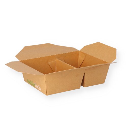 Food-Box braun 2-geteilt 900/600ml 215x158x65mm
