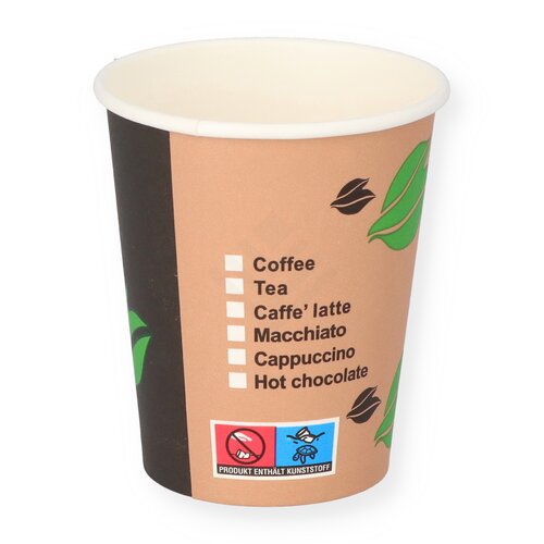 Wählbar 0,2L Coffee to go Becher 200ml Pappbecher Biol Kaffeebecher Made in DE 