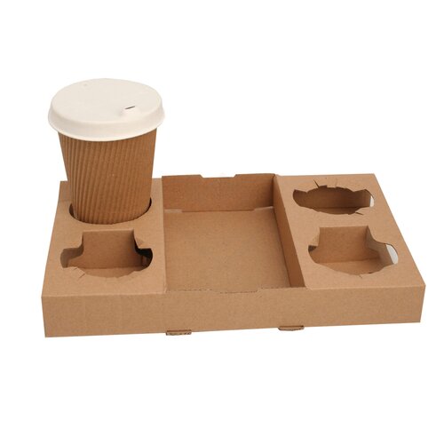 Becherhalter Pappe Cup Carrier für 4 Coffee To Go Becher 